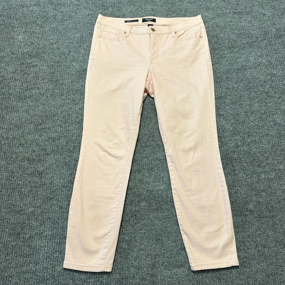 Nine West Gramercy Skinny Ankle Womens Jeans Size 12 Pink Mid Rise